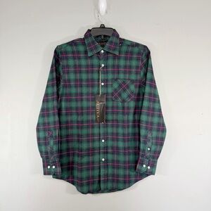 Activa Sports Inc Flannel Button Up Shirt Men’s Size Small Green Red Plaid NWT